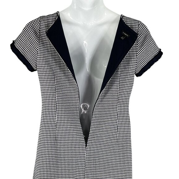 Talbots Womens 10 Black White Houndstooth Sheath Dress Short Sleeves Old Money - Picture 5 of 16